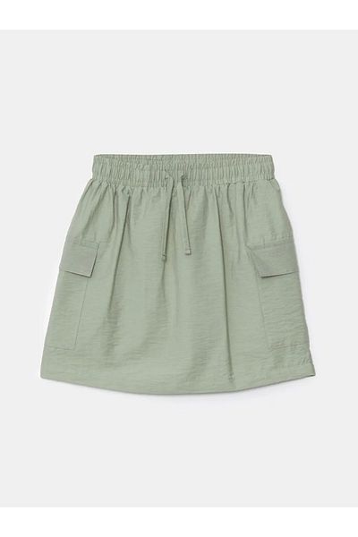 LC Waikiki Lcw Kids Light Khaki Elastic Waist Cargo Skirt for Girls