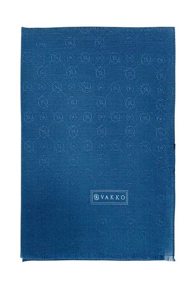 Vakko Şal din mătase din bumbac - Hologramă nouă - Albastru denim