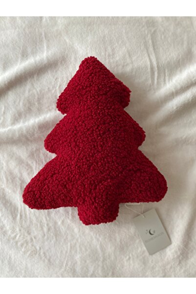 bohemoon وسادة تيدي لعيد الميلاد على شكل شجرة الصنوبر باللون العنابي صغيرة الحجم