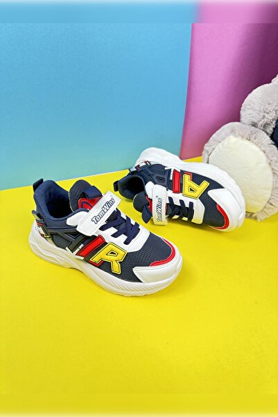 Allyup Unisex Παιδικό Sneaker - Navy Red, Λαστιχένια κορδόνια, Velcro και Bre...