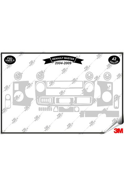 FD Damla Etiket Renault Master 2 (2004-2009) - Σετ 42 τεμαχίων Ασημένια κονσόλα τορπίλης Διακοσμητικό σετ μαόνι με επένδυση