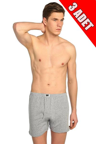 Tutku The Opportunity Product! Large Size Men's Combed Cotton Towel Waist Boxers 3 Pieces Gray Color