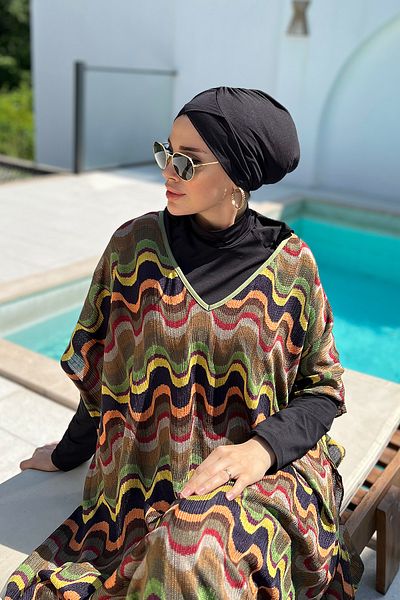 Remsa Mayo Colorful Knitwear Hijab Swimsuit - Single Kaftan Pareo 430-T13