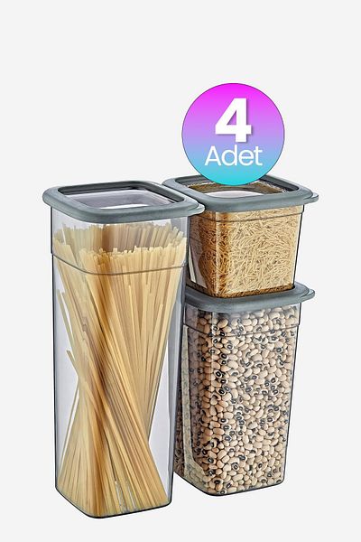Smartware Anthracite Set of 4 Skali Square Storage Containers - 740ml, 1440ml, 2350ml