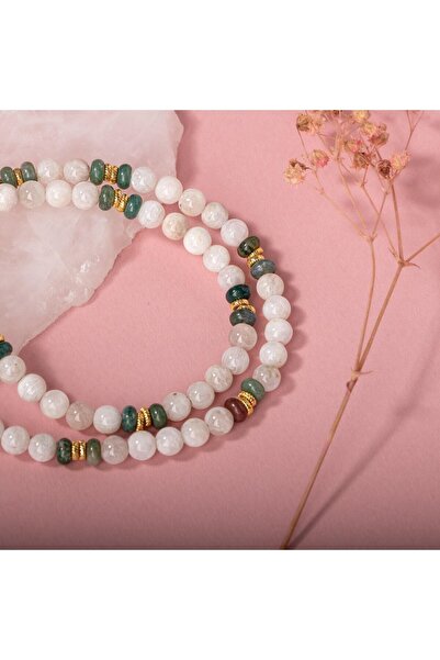 OSMANLI DOĞAL TAŞ Sertifikalı Hakiki Ay Taşı Ve Akik Doğal Taş Dizi Kolye