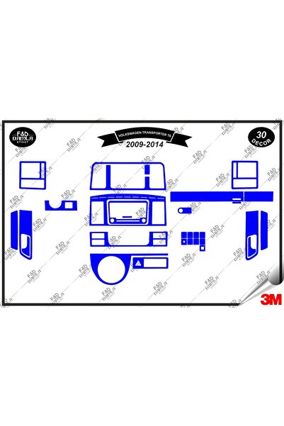 FD Damla Etiket Volkswagen Transporter T6 2009-2014 Dashboard Console Trim Ch...