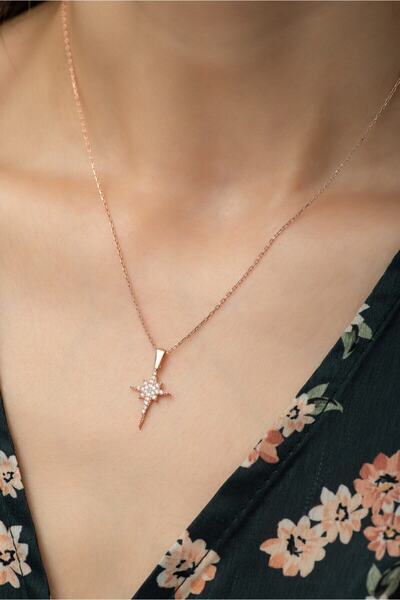 Nereze 925 Ayar Gümüş Minik Kutup Yıldızı Kolye Kadın Gümüş Kolye