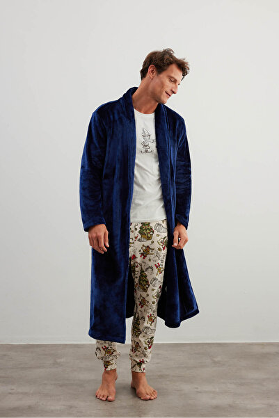 Syah Erkek Yumuşak Dokulu Sabahlık