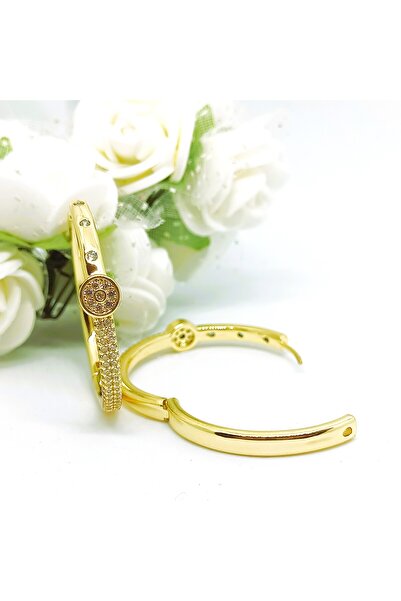 XUPING JEWELRY Kadın Xuping 14 K ALTIN Çelik Zirkon Taşlı Halka Küpe