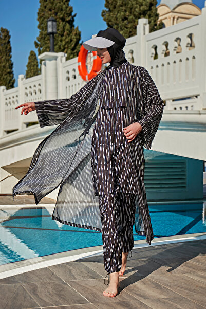 Remsa Mayo Rp006 Model Point Patterned Single Caftan Kimono Pareo - Remsa Hijab Swimsuit