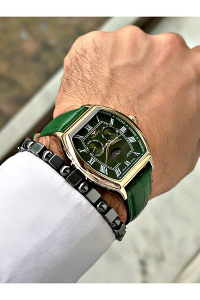 FERRO Green Color Functions Active Men Wrist Watch +Bracelet