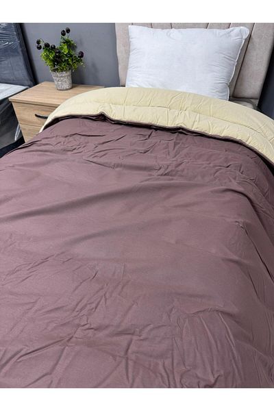 Clasy 100% Cotton Ranforce Single Quilt Double Sided Coffee-Cappuccino Plain Pattern