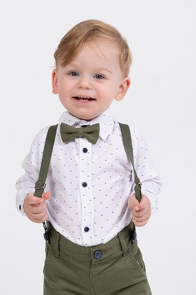 Gold Class Kidswear Leaf Patterned Salopet 4-Piece Boy's Bodysuit Set