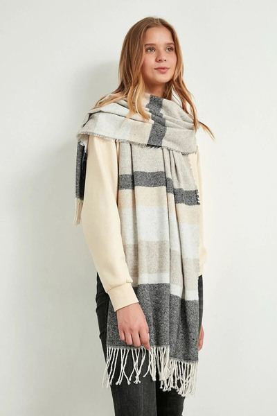 REMSA Шаль з чорним візерунком - Шарф на плечі, 69x200 см, 1105