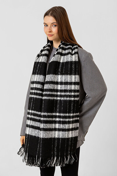 REMSA Букет з картатим візерунком, шаль на плечі 65X190 см 1250-02 Чорний