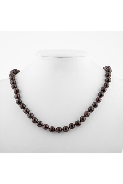 OSMANLI DOĞAL TAŞ Granat Lal 8 mm Knotted Natural Stone Necklace