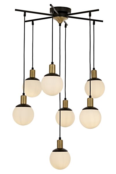 Avonni Avonnı Av-60273-7bsy Siyah Boyalı Modern Avize E27 Metal Cam 70cm