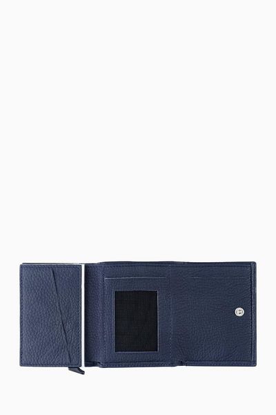 DAMY Genuine Leather Unisex Mechanismed Wallet 626mg - Navy Blue
