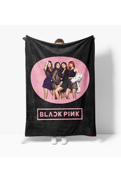 Erays Home Black Pink Patterned Printed Fleece Tv Blanket