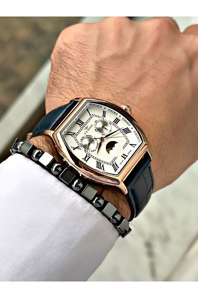 FERRO Navy Blue Color Functions Active Men's Wrist Watch + Bracelet