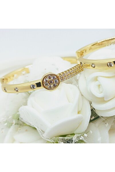 XUPING JEWELRY Kadın Xuping 14 K ALTIN Çelik Zirkon Taşlı Halka Küpe