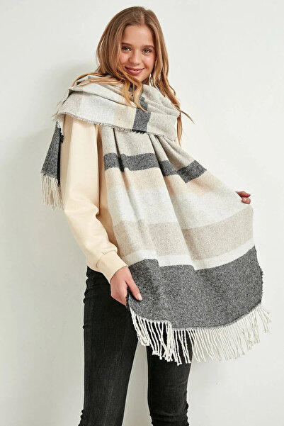 REMSA Шаль з чорним візерунком - Шарф на плечі, 69x200 см, 1105