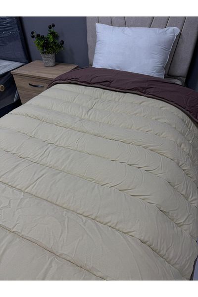 Clasy 100% Cotton Ranforce Single Quilt Double Sided Coffee-Cappuccino Plain Pattern