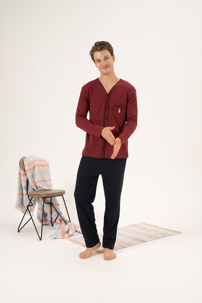 REMSA Men's Burgundy Interlock Pajama Set - 23410