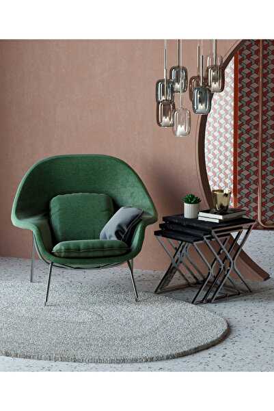 makbulce Bulut 3lü Zigon Sehpa Krom Ayak Siyah Mermer