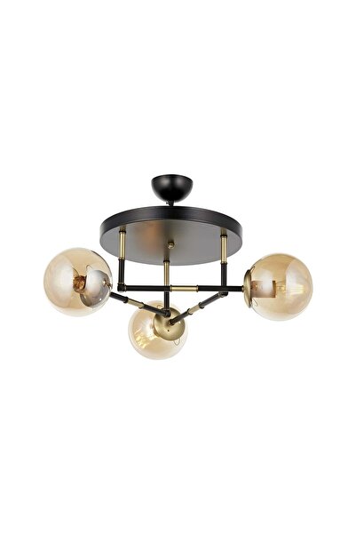 Avonni Av-60327-3t-bsy Siyah Boyalı Modern Avize E27 Metal Cam 40cm