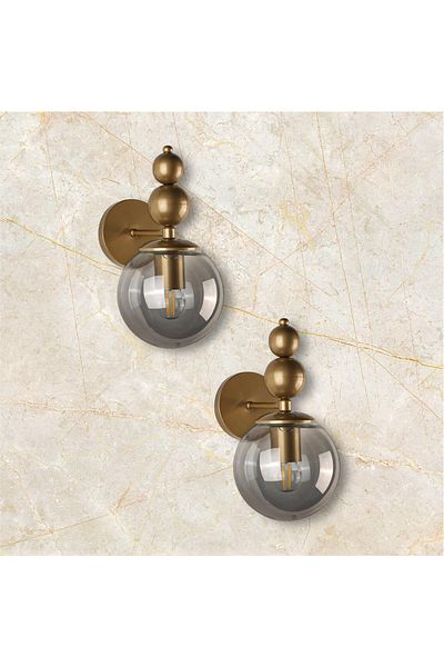 OSC HOME AYDINLATMA TASARIM Sport Antique Sconce Set of 2 with Smoked Glass