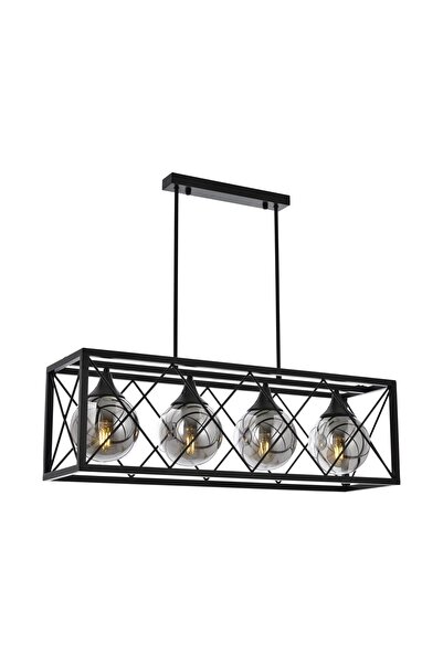 Avonni Avonnı Av-60127-4y-bsy Siyah Boyalı Modern Avize E27 Metal Cam 80x25cm