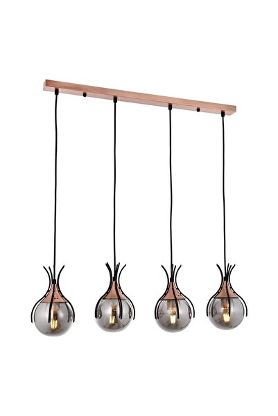 Avonni Av-60161-4y-bsy Siyah Boyalı Modern Avize E27 Metal Cam 70x13cm