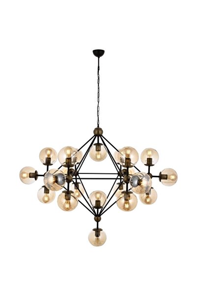 Avonni Av-60163-21bsy Siyah Boyalı Modern Avize E27 Metal Cam 150cm