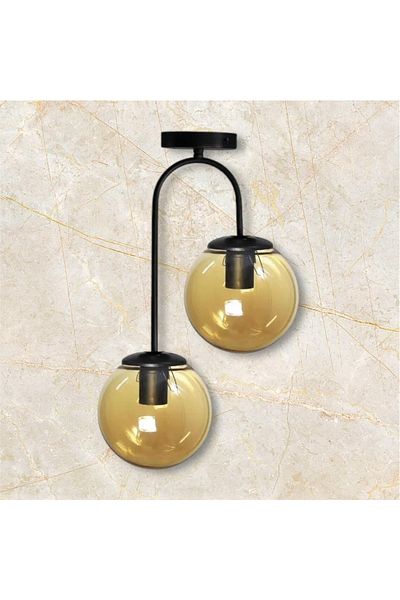 OSC HOME AYDINLATMA TASARIM 2-Piece Glass Sports Avize Plafonier Honey