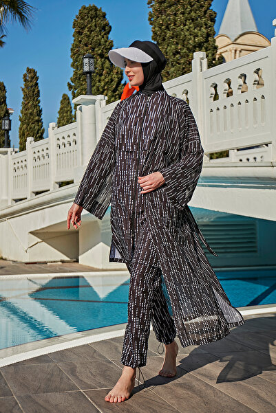 Remsa Mayo Rp006 Model Point Patterned Single Caftan Kimono Pareo - Remsa Hijab Swimsuit