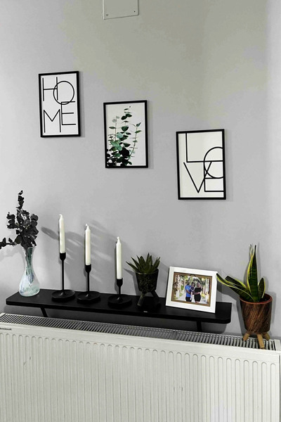 beedene Home Love Okaliptus 3'lü Set Siyah Ahşap(MDF) Çerçeveli Duvar Dekoras...