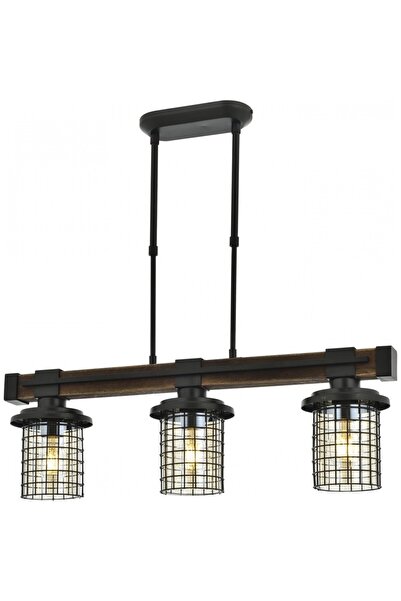 Avonni Av-60002-3ey Eskitme Kaplama Modern Avize E27 Metal Ahşap Cam 75x15cm