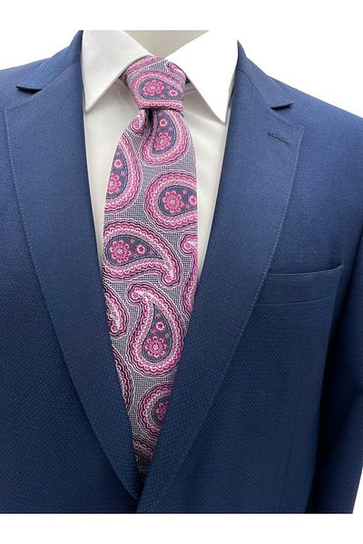 Brianze Fuchsia Gray Shawl Pattern Tie
