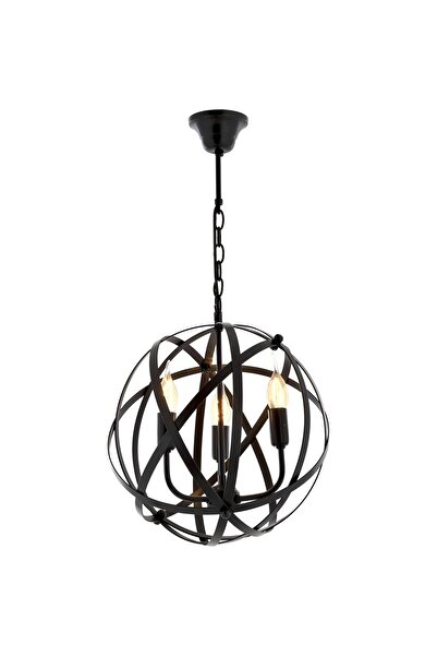 Genel Markalar Av-4183-3bsy Siyah Boyalı Modern Avize E14 Metal 36cm