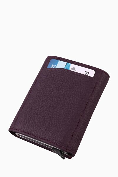 DAMY Genuine Leather Unisex Mechanism Wallet 626Mg - Plum