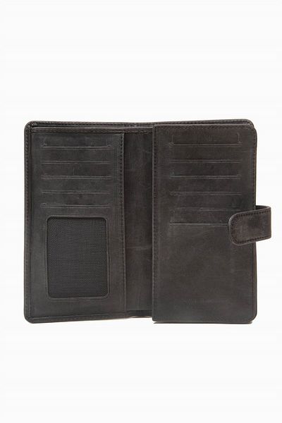 DAMY Дамски портфейл от естествена кожа в черен цвят - картодържател и RFID функция, модел 803