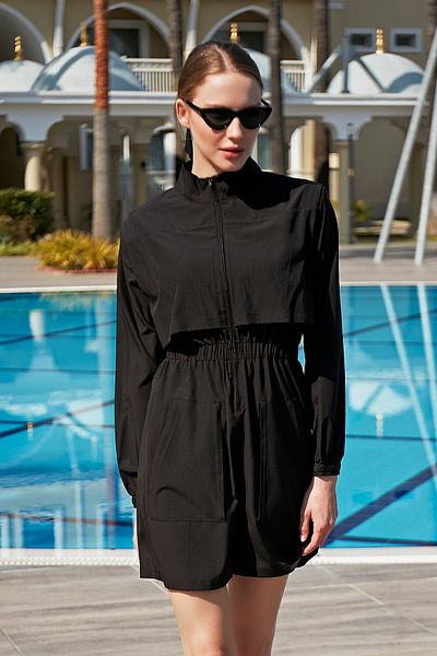 Remsa Mayo Remsa Jumpsuit Sports Parachute Semi Closed Hijab Swimsuit R100 Black