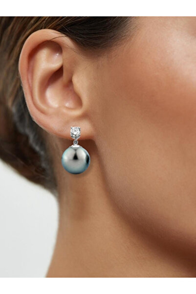 bymissmücevherat Işıltılı Tahiti İnci Taşlı Vidalı Gümüş Küpe