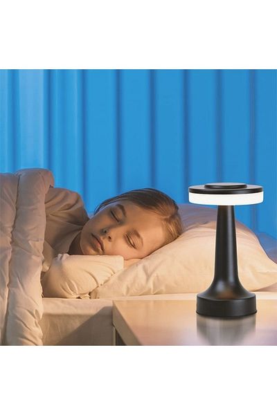 Taimi 2-Pieces Portable LED Table Lamp with Touch Sensor 1000mAh Thin corner Black
