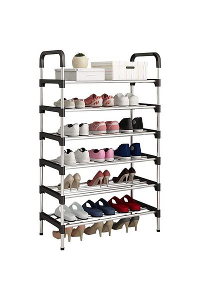 Taimi  6-Layer Storage Shoe Rack Silver/Black 110X60X30Cm 18 Pairs Of Shoe