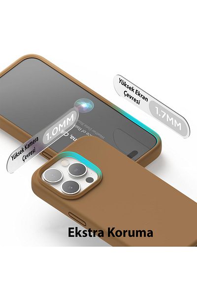 Merwish غطاء حماية من السيليكون متوافق مع هاتف Apple Iphone 12 Promax مع شعار مخملي باللون البني