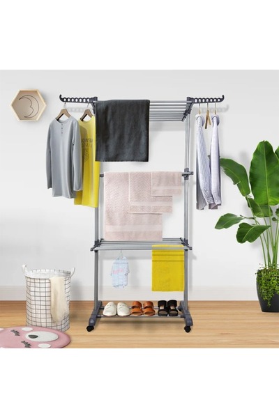 Taimi 4-Tier Clothes Drying Rack (Gray) – Each Layer Supports 10 kg , Rolling Design -170H x 76W x 50D cm