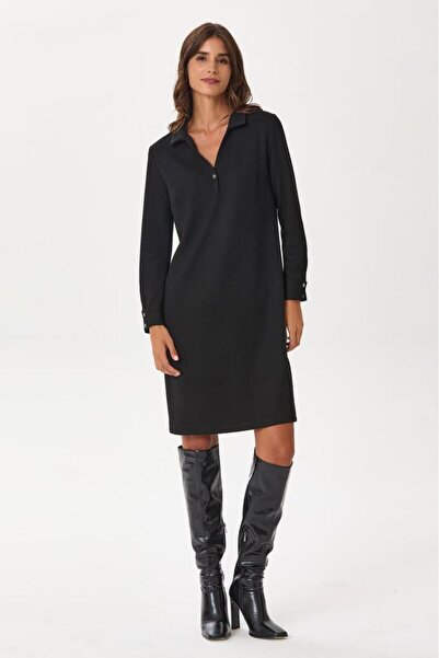 İKİLER Polo Yaka Uzun Kol Elbise 245-2500