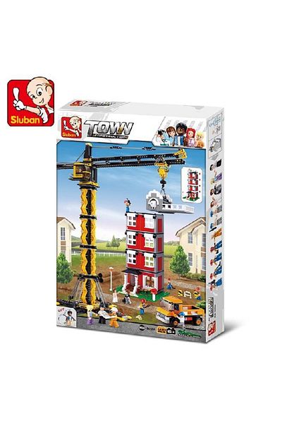Sluban  1461-Piece Building Block Toy Set For Crane And Construction Tools